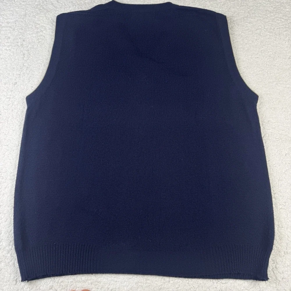 St Andrews Golf Course Lambswool Vest XL Blue Golf Sweater Scotland Vintage Mint